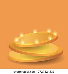 Illuminated Golden Circular Display Platforms