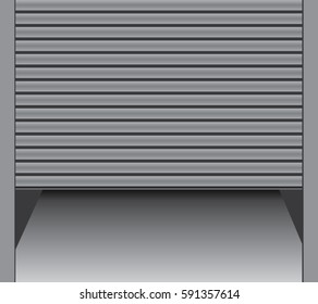 Illuminated grunge metallic roller shutter door