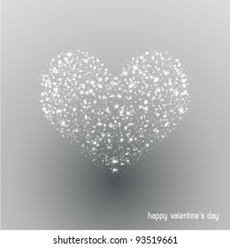 illuminated heart shape, like snowflakes