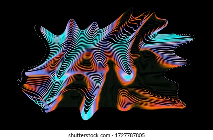 Illuminated holographic glitched texture made by generative algorithm. 