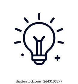 Ícone de inspiração iluminado irradiando criatividade. Ilustração de símbolo de ícone