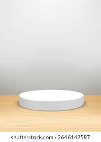 Illuminated interior with podium. Showcase for a product design. 3d vector 
