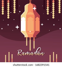 illuminated lamp with label ramadan vector illustration design