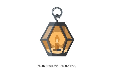 Illuminated lantern with candle creates a warm glow and cozy ambiance in dark setting perfect for relaxing or outdoor decorating