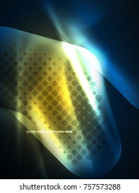 Illuminated lens flares, glowing color techno background. Vector hi-tech abstract background, HUD style