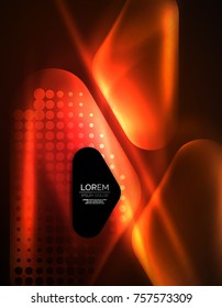 Illuminated lens flares, glowing color techno background. Vector hi-tech abstract background, HUD style