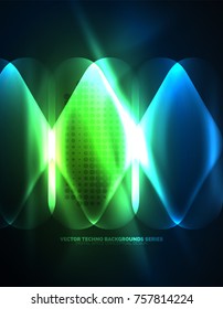 Illuminated lens flares, glowing color techno background. Vector hi-tech abstract background, HUD style