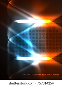 Illuminated lens flares, glowing color techno background. Vector hi-tech abstract background, HUD style