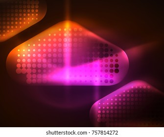 Illuminated lens flares, glowing color techno background. Vector hi-tech abstract background, HUD style