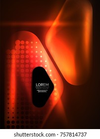 Illuminated lens flares, glowing color techno background. Vector hi-tech abstract background, HUD style