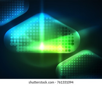 Illuminated lens flares, glowing color techno background. Vector hi-tech abstract background, HUD style