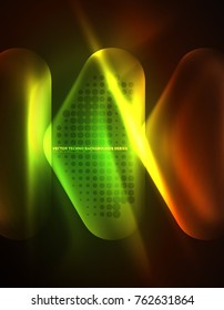 Illuminated lens flares, glowing color techno background. Vector hi-tech abstract background, HUD style