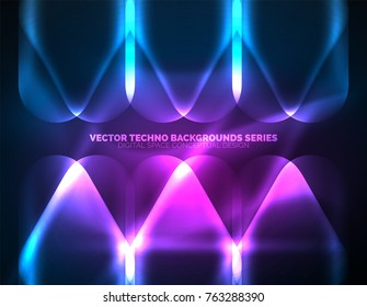 Illuminated lens flares, glowing color techno background. Vector hi-tech abstract background, HUD style