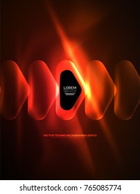 Illuminated lens flares, glowing color techno background. Vector hi-tech abstract background, HUD style