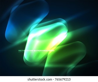 Illuminated lens flares, glowing color techno background. Vector hi-tech abstract background, HUD style