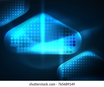 Illuminated lens flares, glowing color techno background. Vector hi-tech abstract background, HUD style