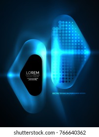 Illuminated lens flares, glowing color techno background. Vector hi-tech abstract background, HUD style