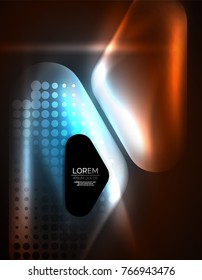 Illuminated lens flares, glowing color techno background. Vector hi-tech abstract background, HUD style