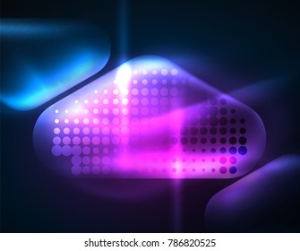 Illuminated lens flares, glowing color techno background. Vector hi-tech abstract background, HUD style