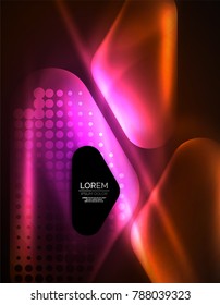 Illuminated lens flares, glowing color techno background. Vector hi-tech abstract background, HUD style