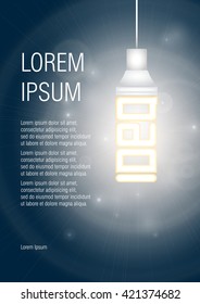 Illuminated light bulb with place for your text. Idea concept with light bulbs on a blue background. Vector illustration EPS 10.