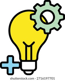 Bombilla iluminada con equipo como pensamiento creativo con idea, negocio, soluciones, que ilumina lluvia de ideas. Representa el éxito, las ideas, el pensamiento