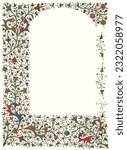 Illuminated manuscript floral border, vines and leaves