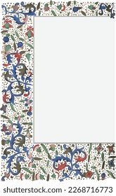 Illuminated manuscript style border with vines and flowers - Shutterstock ID 2268716773
