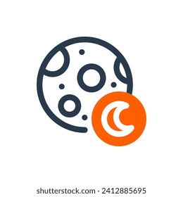 Illuminated Moon Surface Vector Icon Illustration