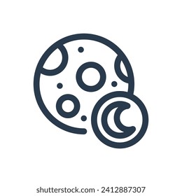 Illuminated Moon Surface Vector Icon Illustration