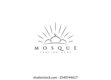 Mezquita iluminada Diseño de logotipo islámico Adoración creativa Espiritualidad sagrada musulmana