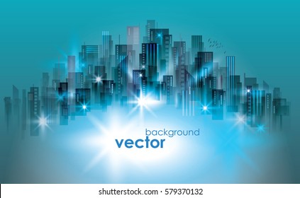 Colorful Night City Background Glowing Lights Stock Vector (Royalty ...