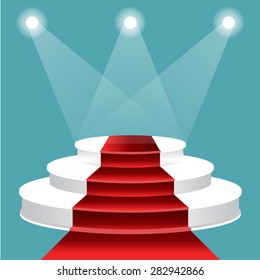 Illuminated pedestal with red carpet