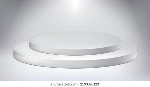 Illuminated podium, award pedestal, geometry shape, vector design object for you project