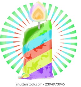 Lámpara arcoíris iluminada, fondo halo, vector