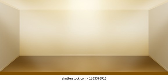 Illuminated realistic studio bronze background. Presentation decorations. Room empty space. Showroom concept. Vector illustration