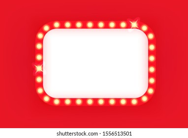 Marco de cine retro iluminado con esquinas redondeadas. Plantilla para un texto