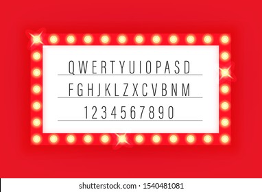 Illuminated retro cinema frame vector template for a text
