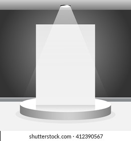 Illuminated round scene with blank frame