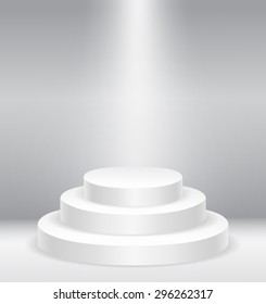 Illuminated round stage podium  vector illustration