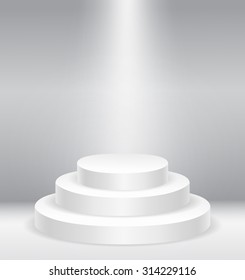 Illuminated round stage podium   vector illustration