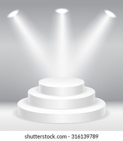 Illuminated round stage podium 
 vector illustration