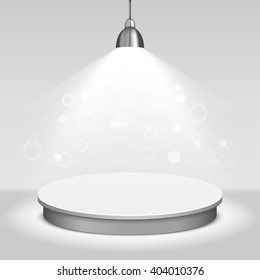 Illuminated round stage podium vector illustration