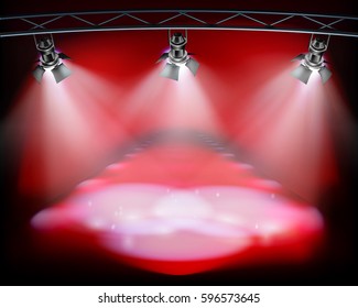 Illuminated runway during the show. Vector illustration.