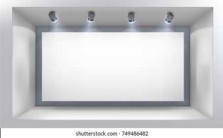Illuminated shop window. Vector illustration.