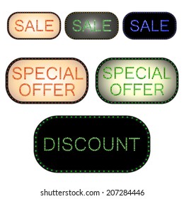 Illuminated shopping signs (Vector)