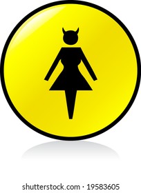 illuminated sign - YELLOW version - devil woman symbol #1