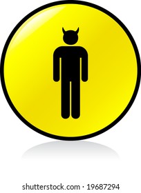 illuminated sign - YELLOW version - devil man symbol