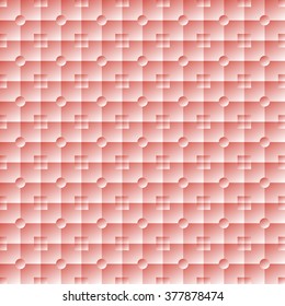 Illuminated soft volume seamless texture. Square and round pink tiles with smooth surface. Lit embossed wallpaper. Vector illustration for stylish modern design