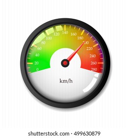 illuminated speedometer on a white background